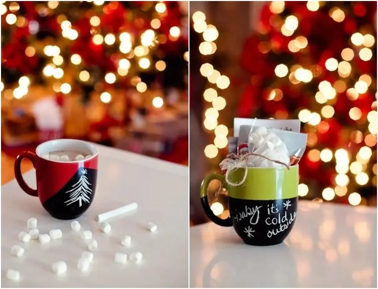 Last Minute Geschenke für Weihnachten Tassen mit Tafelfarbe