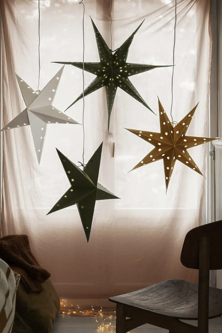 Mit schwedischen Sternen die Wohnung schmücken oder als Weihnachtsbaumspitze