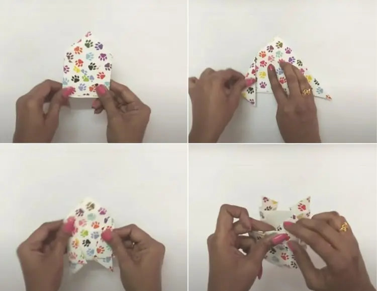 Origami falten für eine Geschenkverpackung zu Weihnachten oder zum Geburtstsag