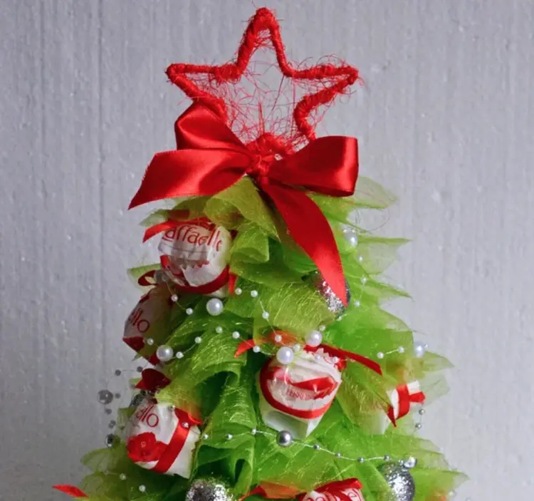 Weihnachtabaum mit Süßigkeiten als Geschenk basteln