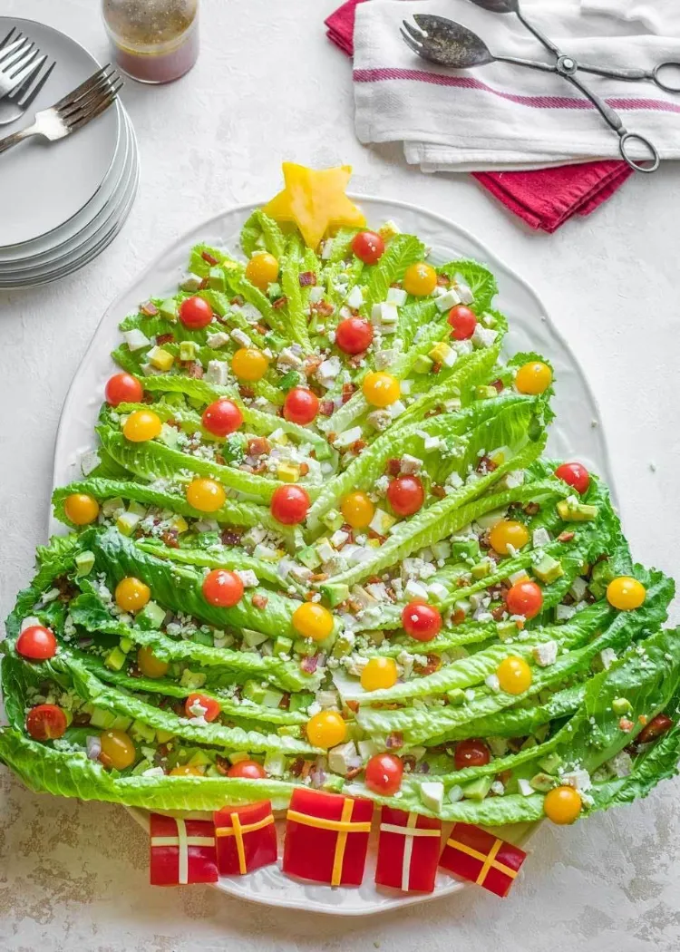 Weihnachtsbaum-Salat Rezepte festliche Salate zu Weihnachten Ideen