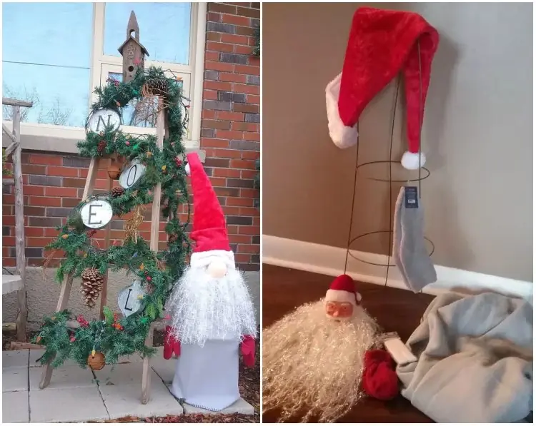 Weihnachtsdeko aus Stoff und Rankhilfe basteln 1