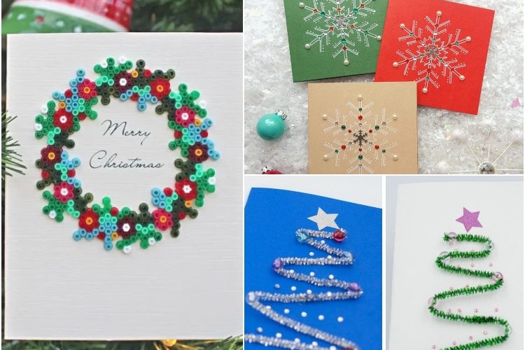 Weihnachtskarten mit Perlen