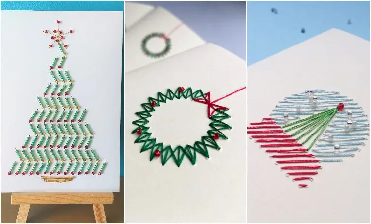 Weihnachtskarten mit Perlen basteln Anleitungen und DIY Ideen