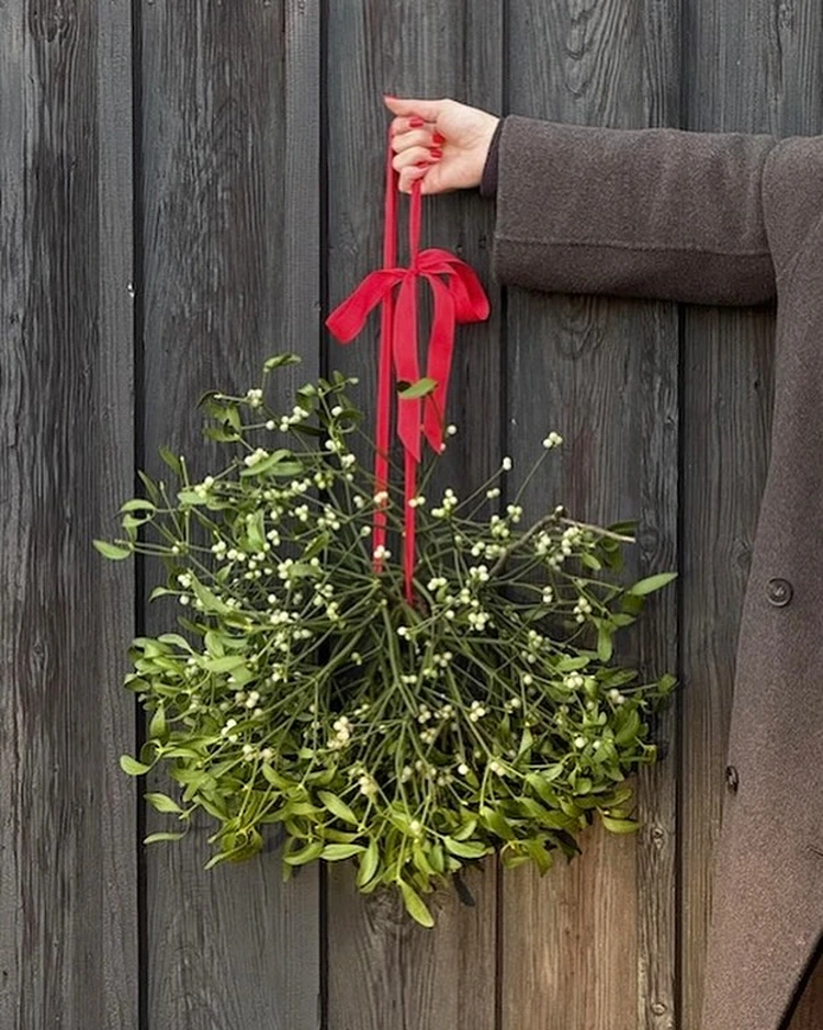 diy mistelkranz mit roter schleife