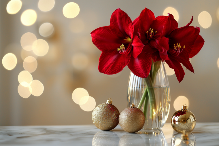 Amaryllis-im-Glas-dekorieren-Weihnachtsdeko-f-r-die-Fensterbank-und-den-Tisch