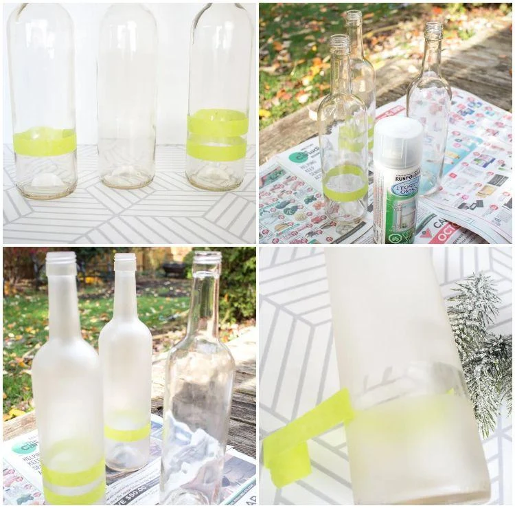 Anleitung Weinflaschen mit Milchglaseffekt dekorieren