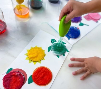 Basteln mit Wattepads für Kinder Farben lernen Tipps