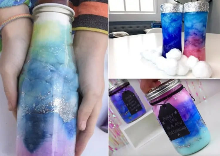 Coole Experimente mit Kindern selber machen - Farben in einem Glas mit Wattebällchen mischen