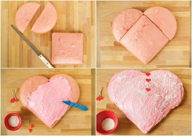 Herzform Kuchen selber machen aus zwei Backformen