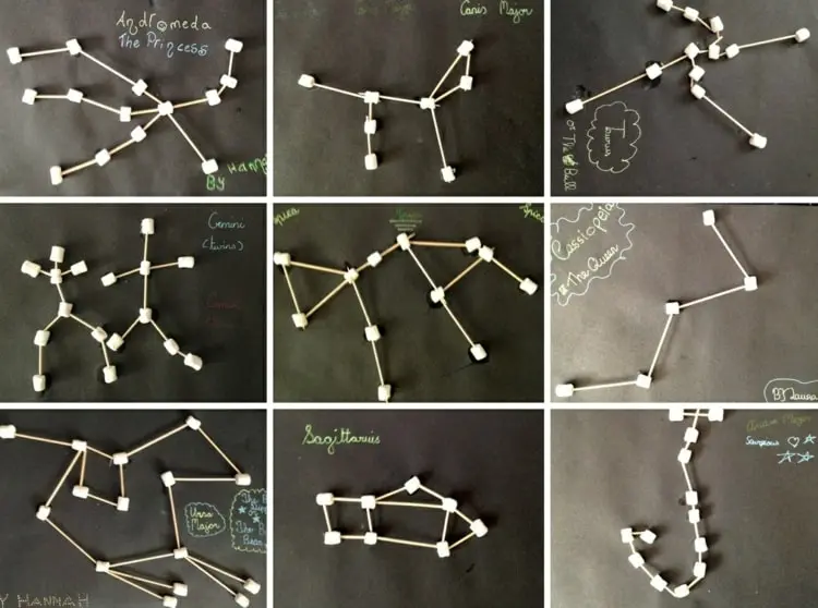 Marshmallow Figuren - Sternkonstellationen mit Zahnstochern und Marshmallows