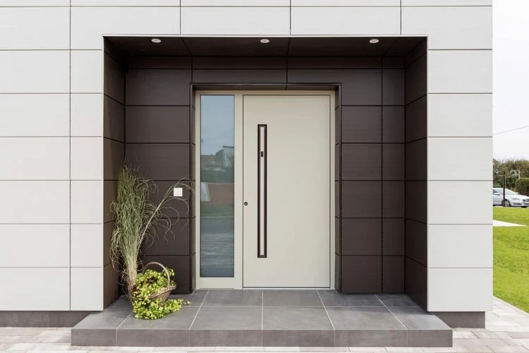 Moderne Haustür mit Seitenteil reduziertes Design