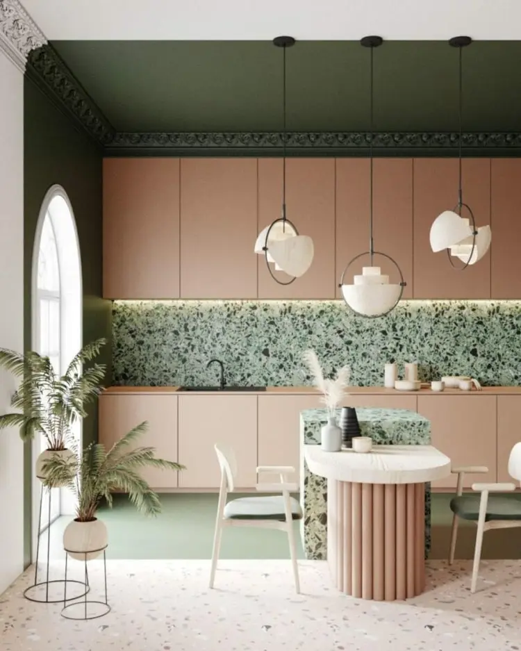 Retro-Stil als Küchentrend 2022 mit organischen Formen und ruhigen Farben