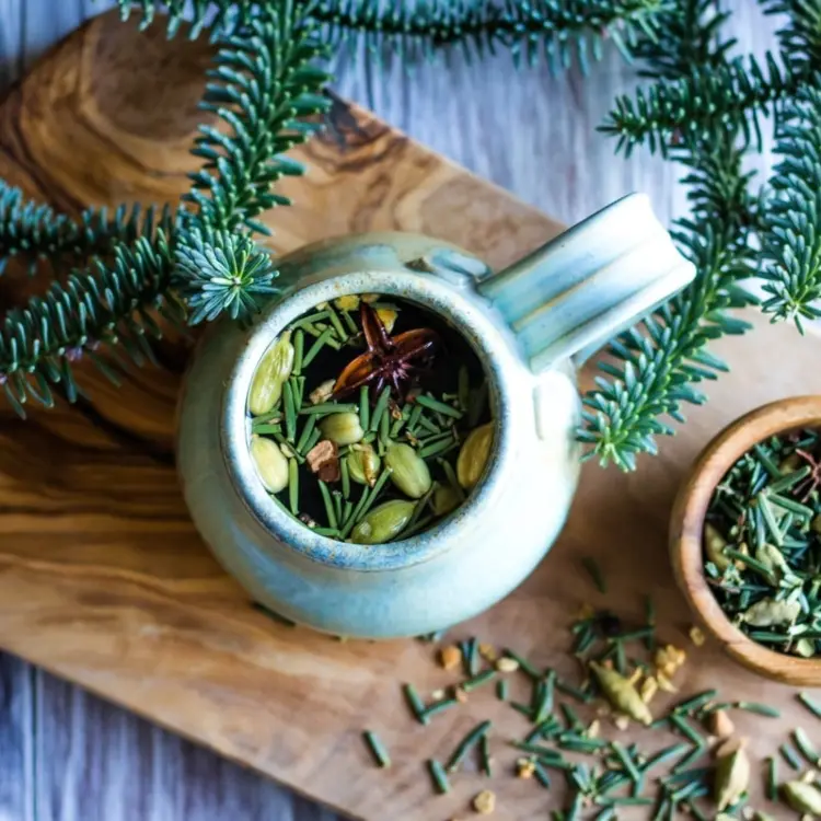 Tannen-Nadel Tee selber machen Weihnachtsbaum verwerten