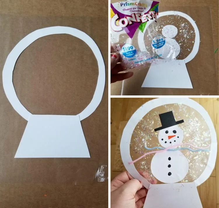 Winter basteln mit Kindern Schneekugel aus Papier