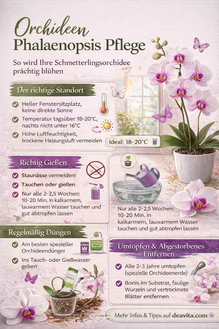Infographik Schmetterlingsorchideen Pflege