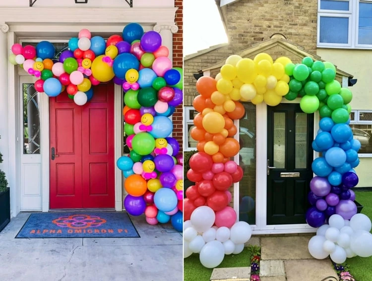 Ballon-Girlanden als Zum Fasching Deko für den Hauseingang in bunten Farben