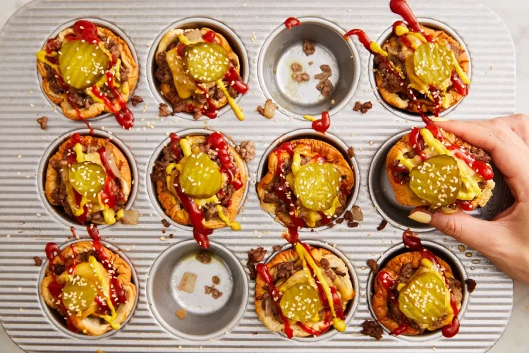 Make cheeseburger buns for kids in muffin tins