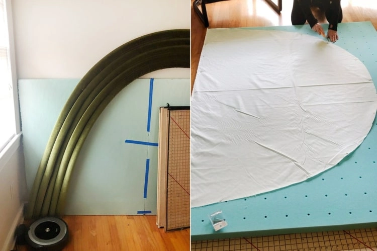 Kopfteil fürs Bett selber machen mit Schwimmnudeln, Rohrisolierung und Topper