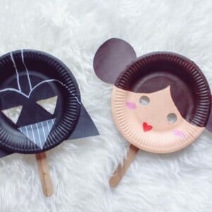 Star Wars Faschingsmasken basteln aus Papptellern - Darth Vader und Prinzessin Leia