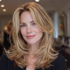 moderner stufenschnitt für lange haare