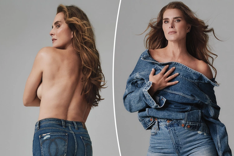 supermodel und schauspielerin brook shields posiert halbnackt in jeans