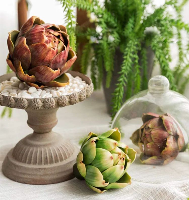 Frühlingsdeko mit Artischocken Tischdeko Frühling mit Naturmaterialien selber machen