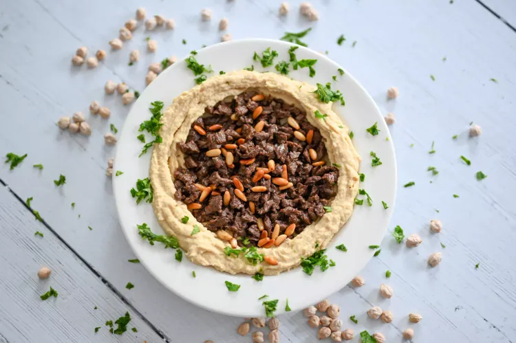 Hummus Rezept mit Hackfleisch schnelle Vorspeisen Dips Ideen