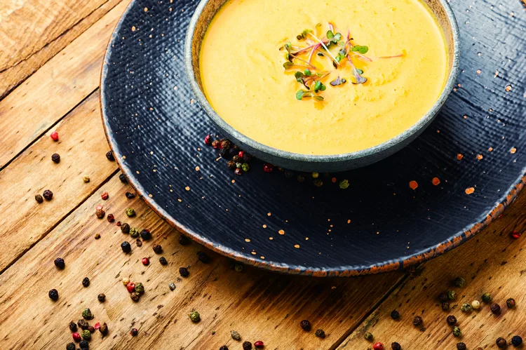 Recipes for a quick diet for 2 days - pumpkin soup with dried tomatoes
