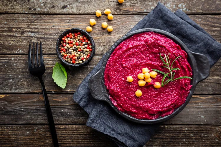 Rote Bete Hummus Rezept vegane Vorspeisen kalorienarm