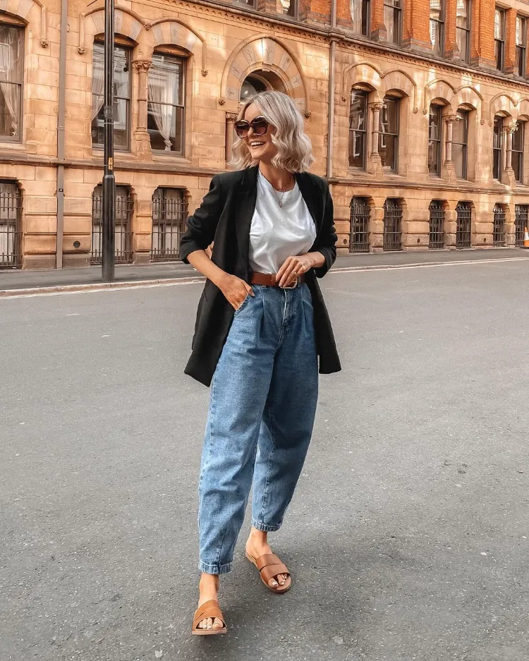 Baggy Jeans kombinieren mit Blazer Hosen Trends Frühing 2022