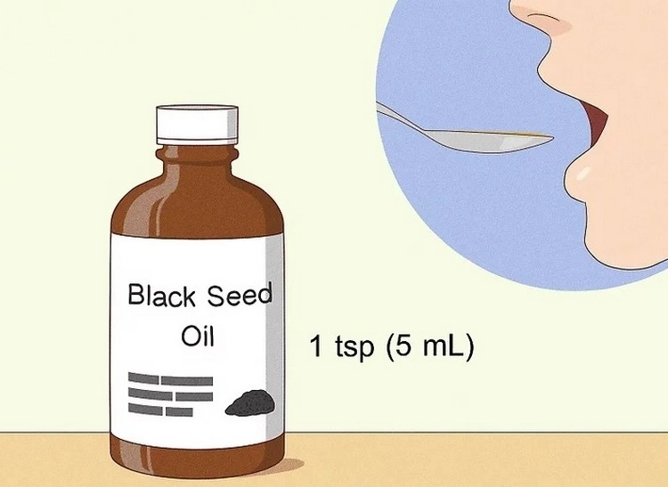 Beginnen Sie mit 1 Teelöffel (5 ml) Schwarzkümmelöl täglich