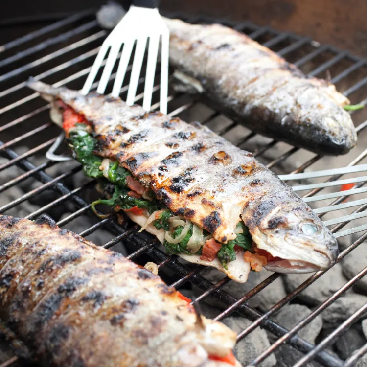 Trout fillet filled with grilled trout