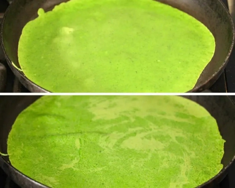 Grüne Pfannkuchen mit Spargel und Bärlauch backen