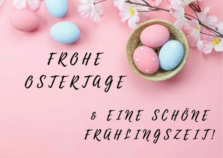 Osterkarten zum Ausdrucken - Frohe Ostertage mit rosa Ostereiern als Bild