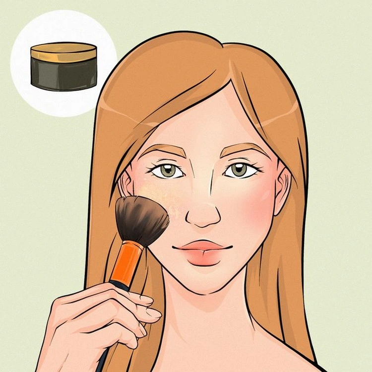 Verwenden Sie einen Puder, damit ihr Make-up nicht auf Ihrem Gesicht zerläuft