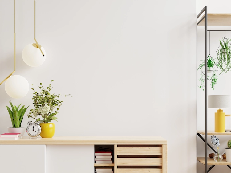 dezent und minimalistisch eingerichtetes wohnzimmer im skandinavischen stil