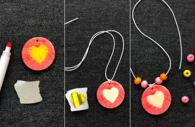Anleitung für ein Muttertagsgeschenk von den Kindern - Halskette mit Herz