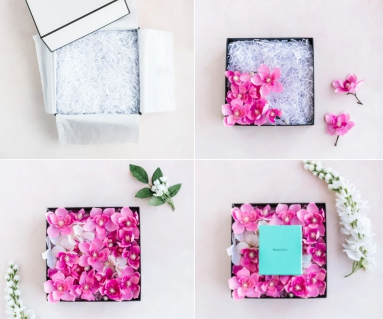 Blumenbox selber machen - Anleitung mit geschreddertem Papier als Füllmaterial