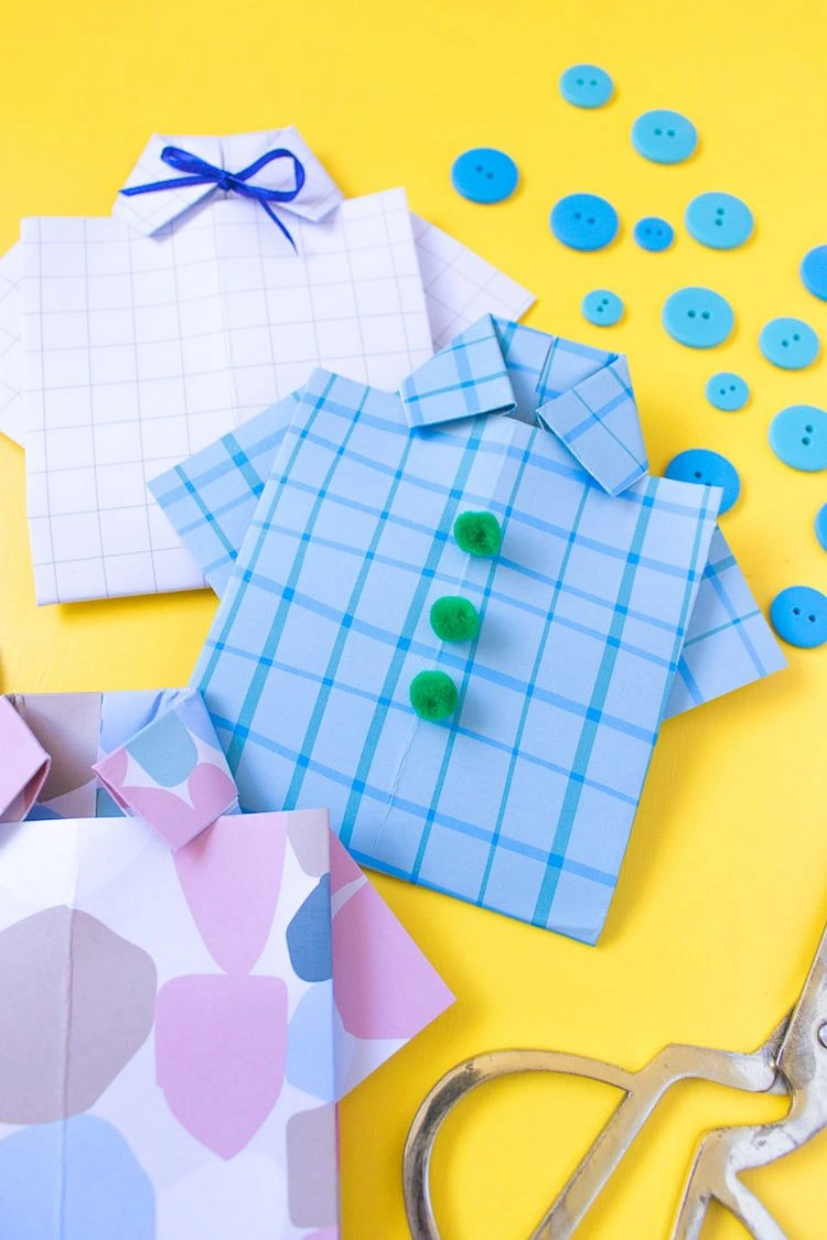DIY Origami Karten Hemden zum Vatertag
