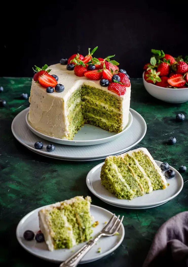 The real treat is the fresh fruit spinach cake