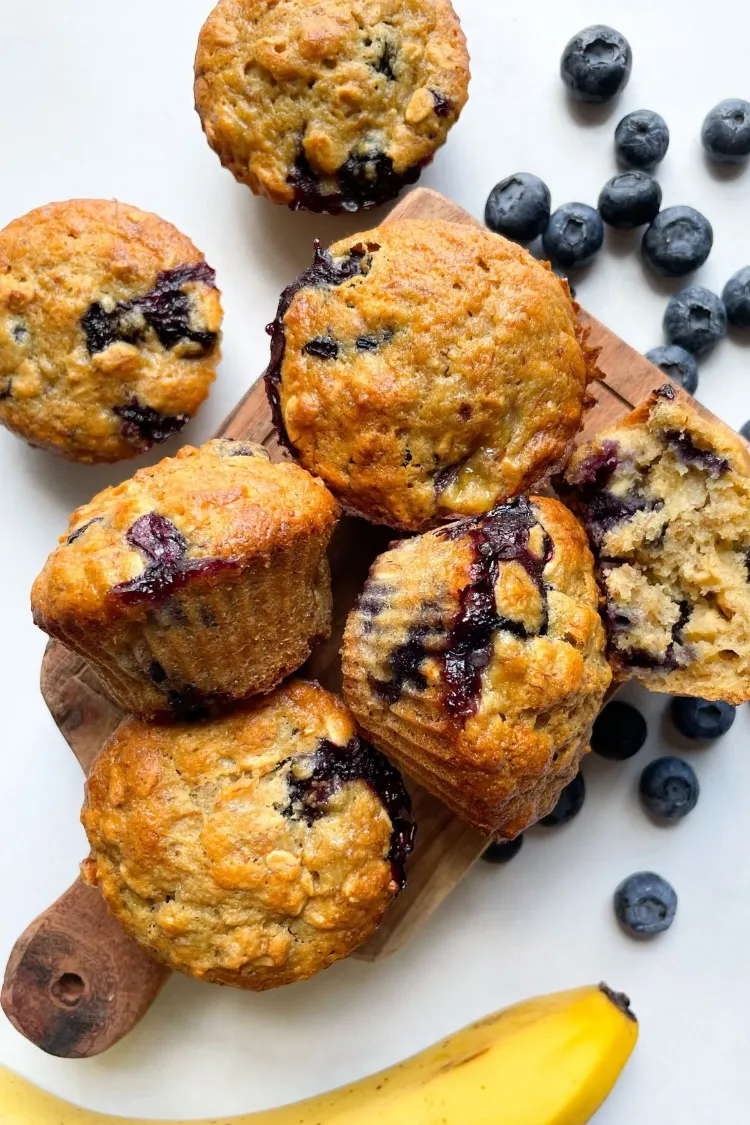 Haferflocken Muffins mit Blaubeeren gesunde Sommer Muffins
