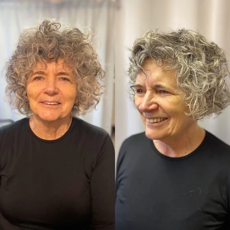 Lockiger Bob kurz Haarschnitt für ältere Damen ab 60