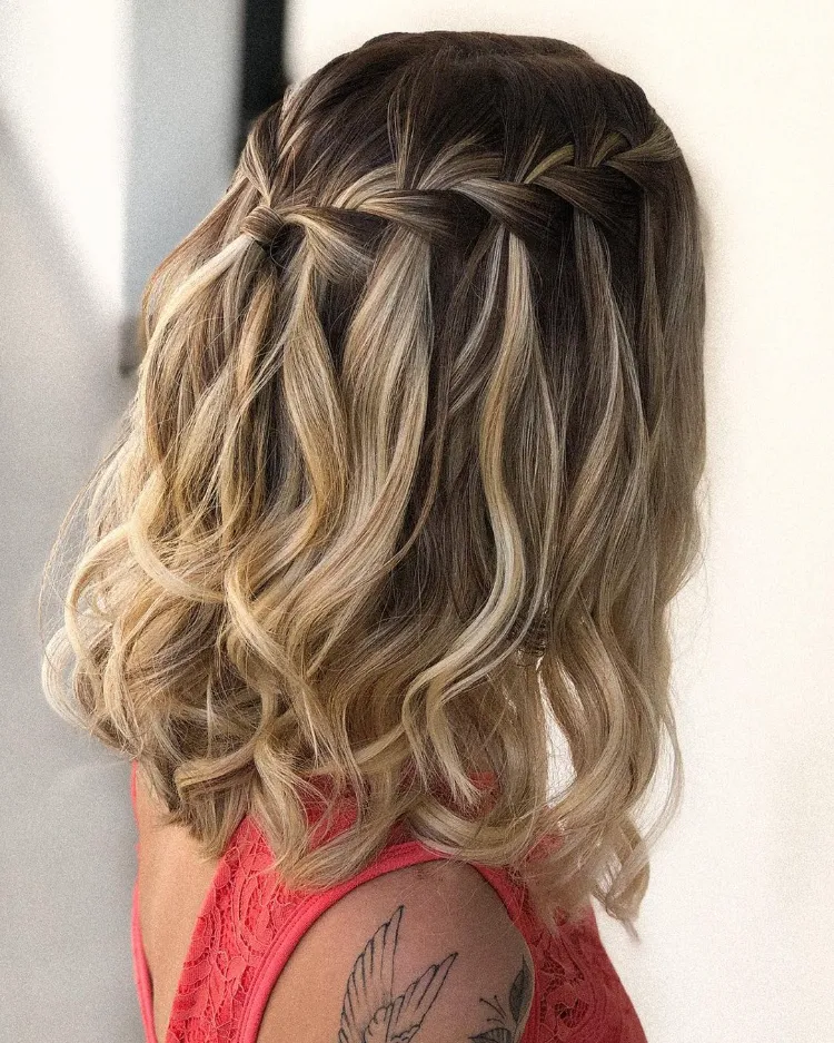 Long Bob mit Locken stylen Hochsteckfrisuren für mittellange Haare