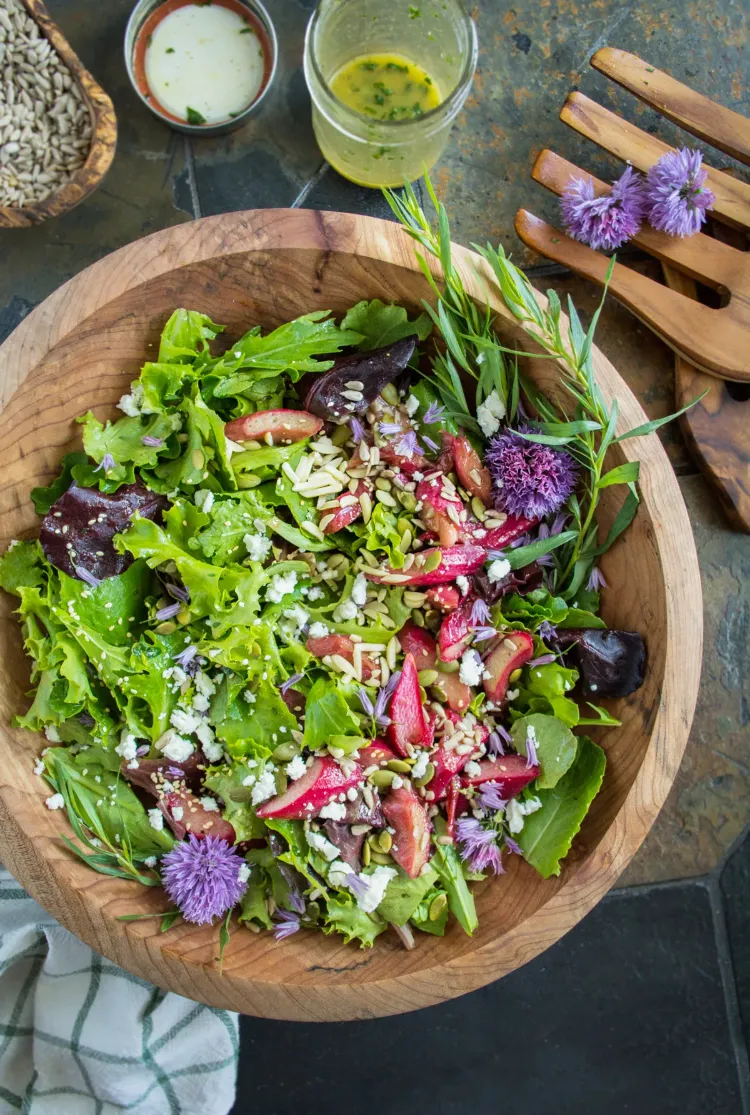 Rhabarber Salat mit Dressing 10 Minuten Rezepte schnelles Mittagessen