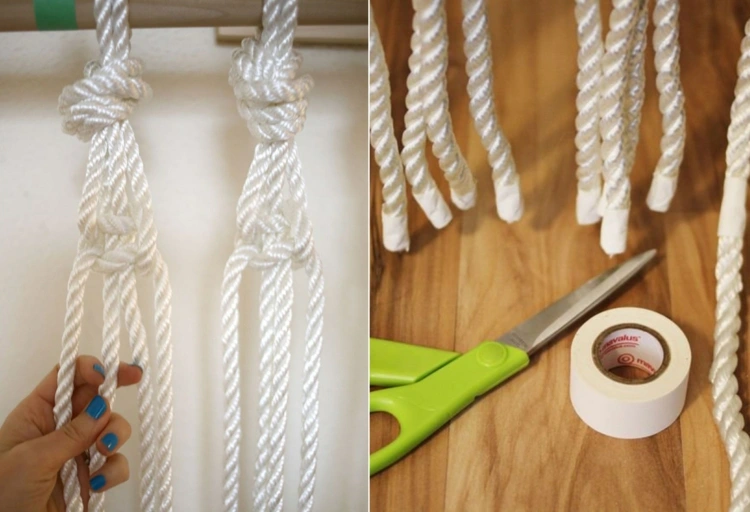 Fliegenvorhang selber machen mit Seilen - Knoten binden und Enden isolieren