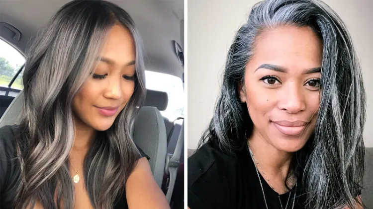 Grey Blending Frisurentrend Sommer 2022 graue Haare rauswachsen lassen