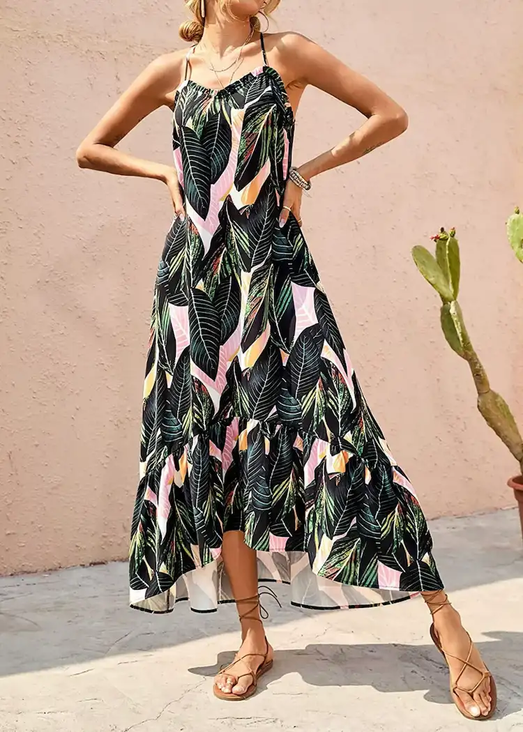 Tropical Print Flowy Kleid für den Sommer