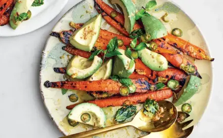 Vegetarische Grillrezepte für Gasgrill - Möhren mit Avocado und Minze