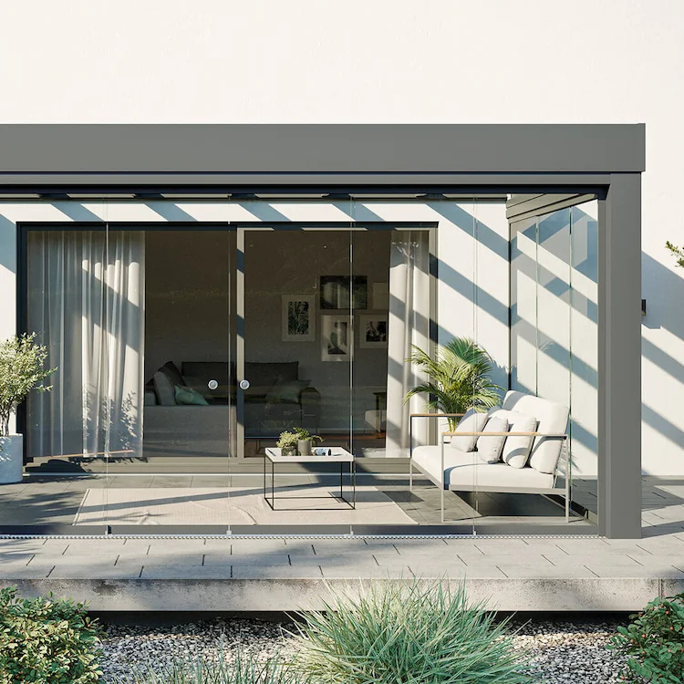 optimal eingerichteter und überdachter patio mit modernem terrassendach konfigurator erstellt